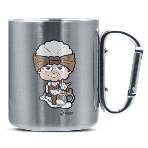 Die Oid Sinzerin Winter Edition Edelstahl Kaffeetasse silberer Karabiner 320ml Grosser Traithen Front