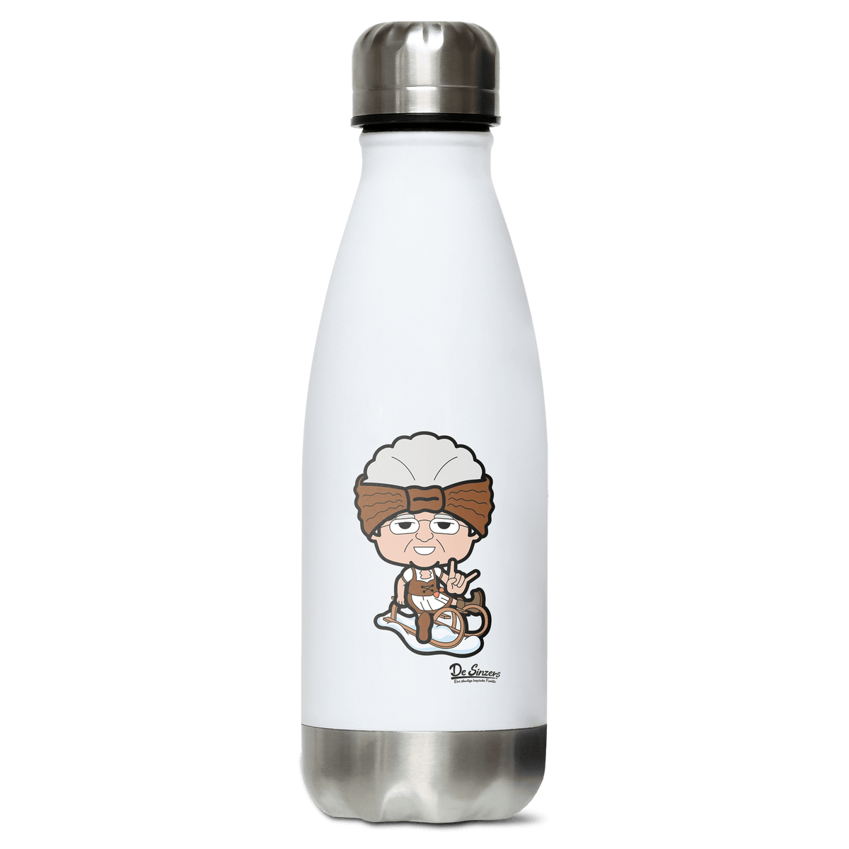Die Oid Sinzerin Winter Edition Edelstahl Thermoflasche 350ml Weiss Silber Kreuzspitze Front