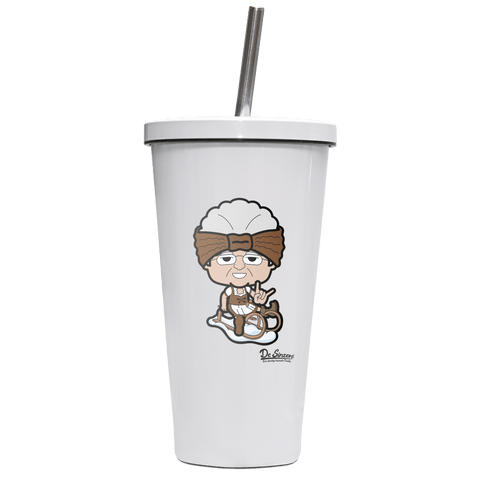 Die Oid Sinzerin Winter Edition Edelstahl Trinkbecher mit Strohhalm 480ml Weiss Krottenkopf Front