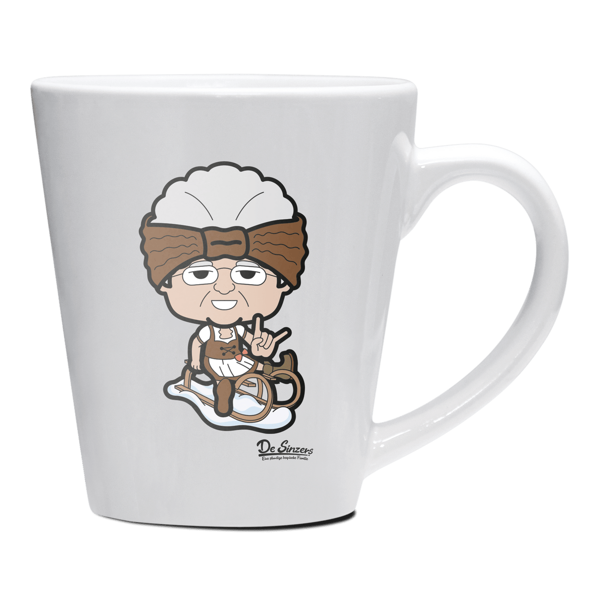 Die Oid Sinzerin Winter Edition Keramik Kaffeetasse 200ml Weiss Herzogstand Front