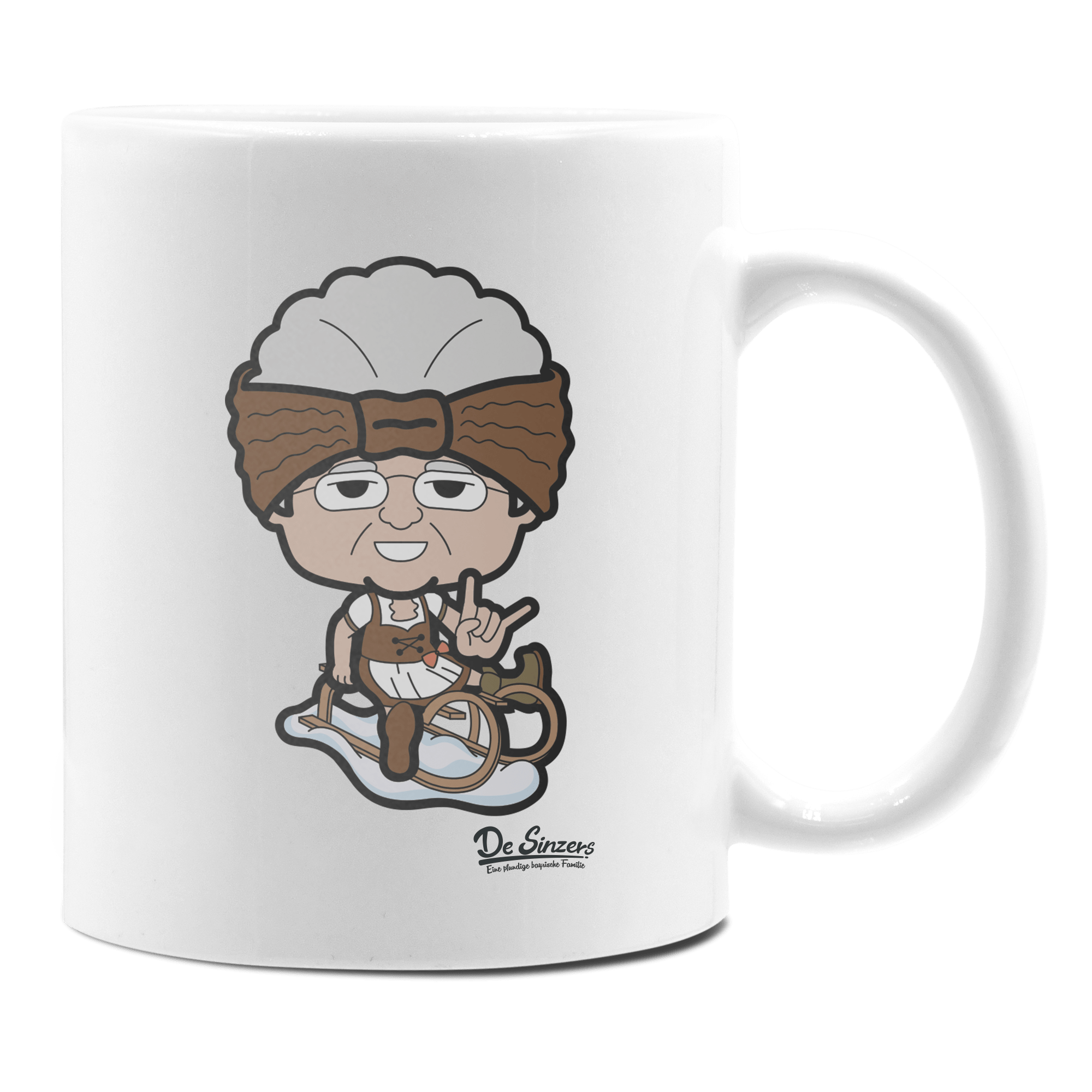 Die Oid Sinzerin Winter Edition Keramik Kaffeetasse 330ml Weiss Rampoldplatte Front