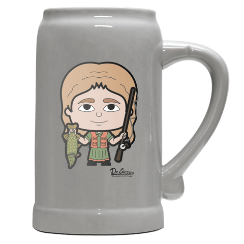 Die Sinzerin Angler Bierkrug 1000ml Grau Zugspitze Front
