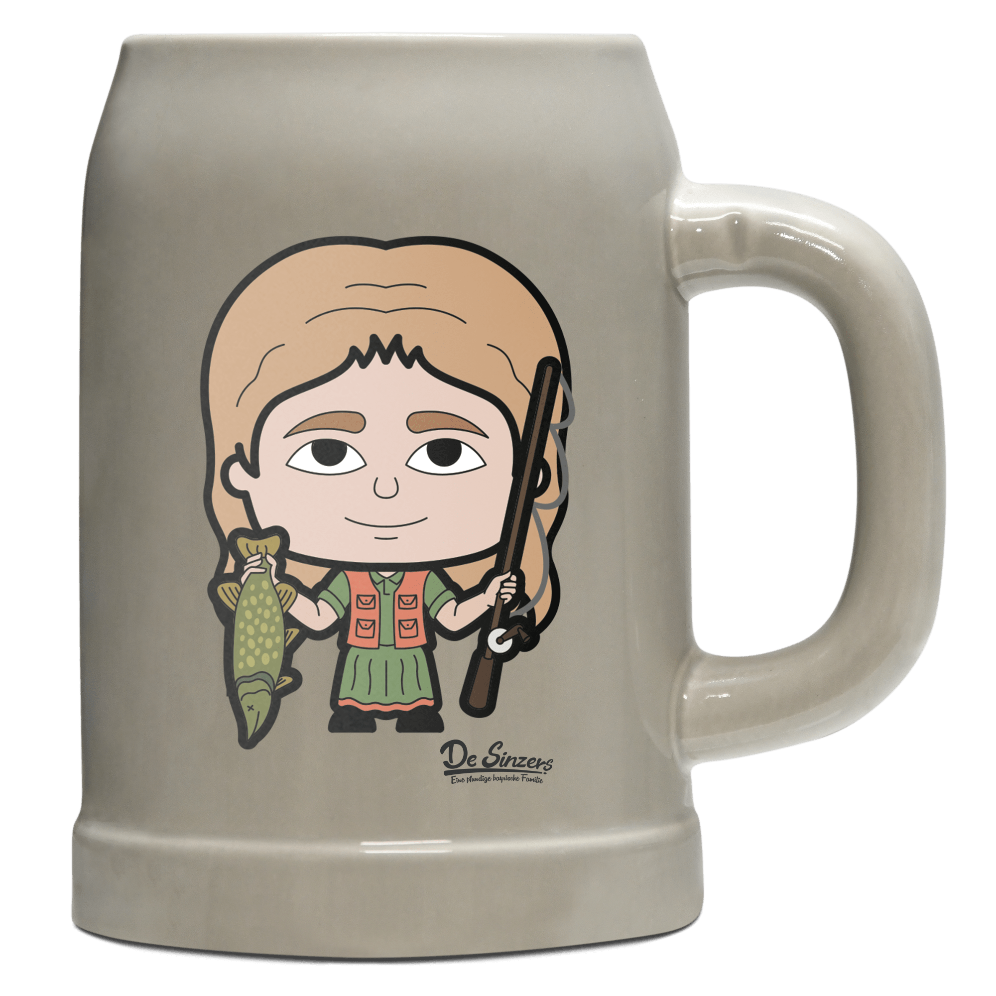 Die Sinzerin Angler Bierkrug 500ml Grau Watzmann Front