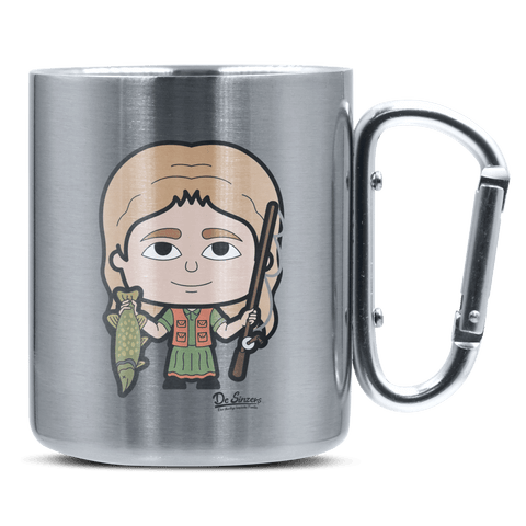 Die Sinzerin Angler Edelstahl Kaffeetasse silberer Karabiner 320ml Grosser Traithen Front