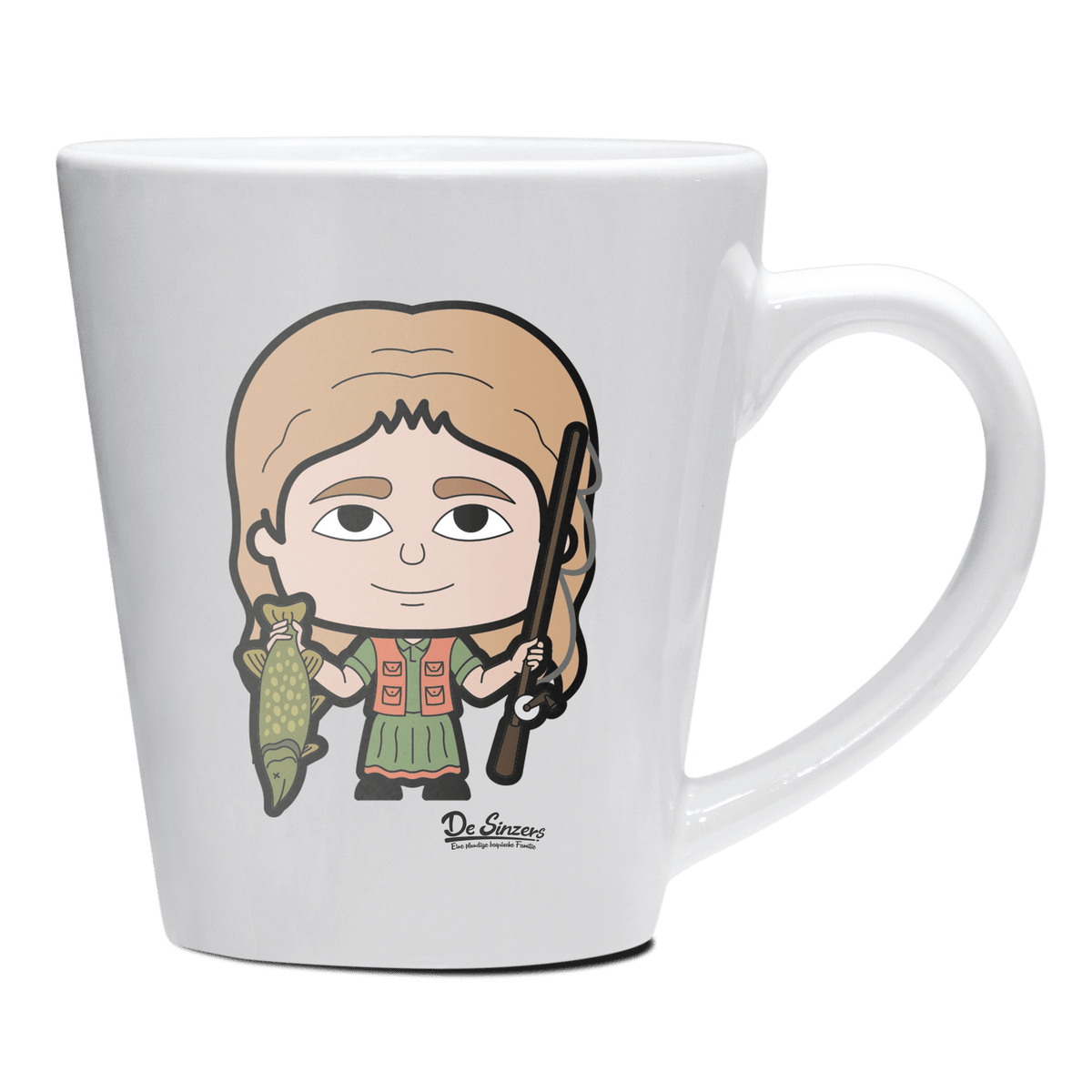 Die Sinzerin Angler Keramik Kaffeetasse 200ml Weiss Herzogstand Front