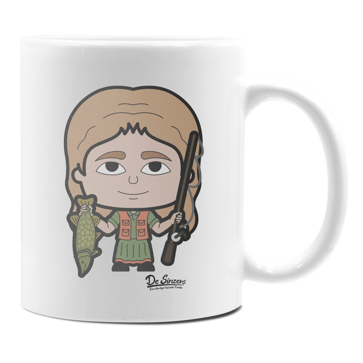 Die Sinzerin Angler Keramik Kaffeetasse 330ml Weiss Rampoldplatte Front