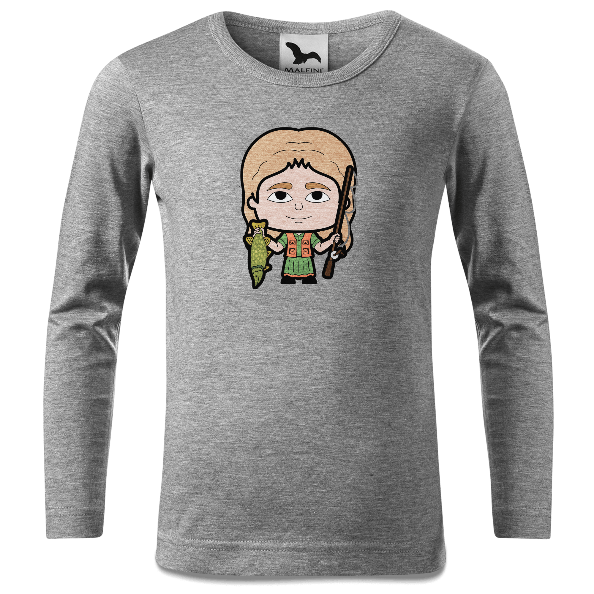 Die Sinzerin Angler Longsleeve Kinder Grau Meliert Waldering Front