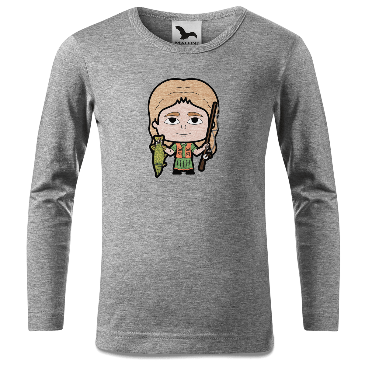 Die Sinzerin Angler Longsleeve Kinder Grau Meliert Waldering Front