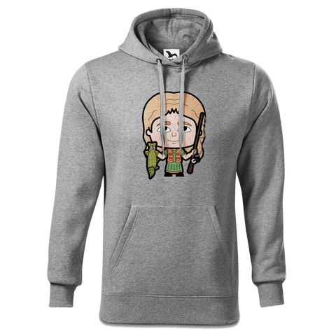 Die Sinzerin Angler Sweatshirt Hoody Herren Grau Meliert Pulvermuehle Front