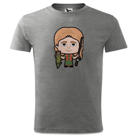 Die Sinzerin Angler T Shirt Kinder Grau Meliert Finkenweg Front