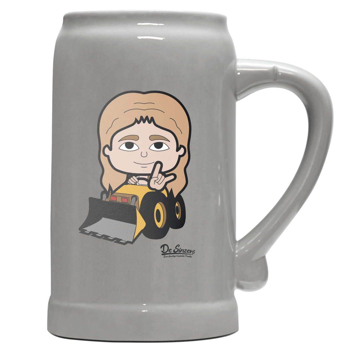 Die Sinzerin Baggerfahrer Bierkrug 1000ml Grau Zugspitze Front