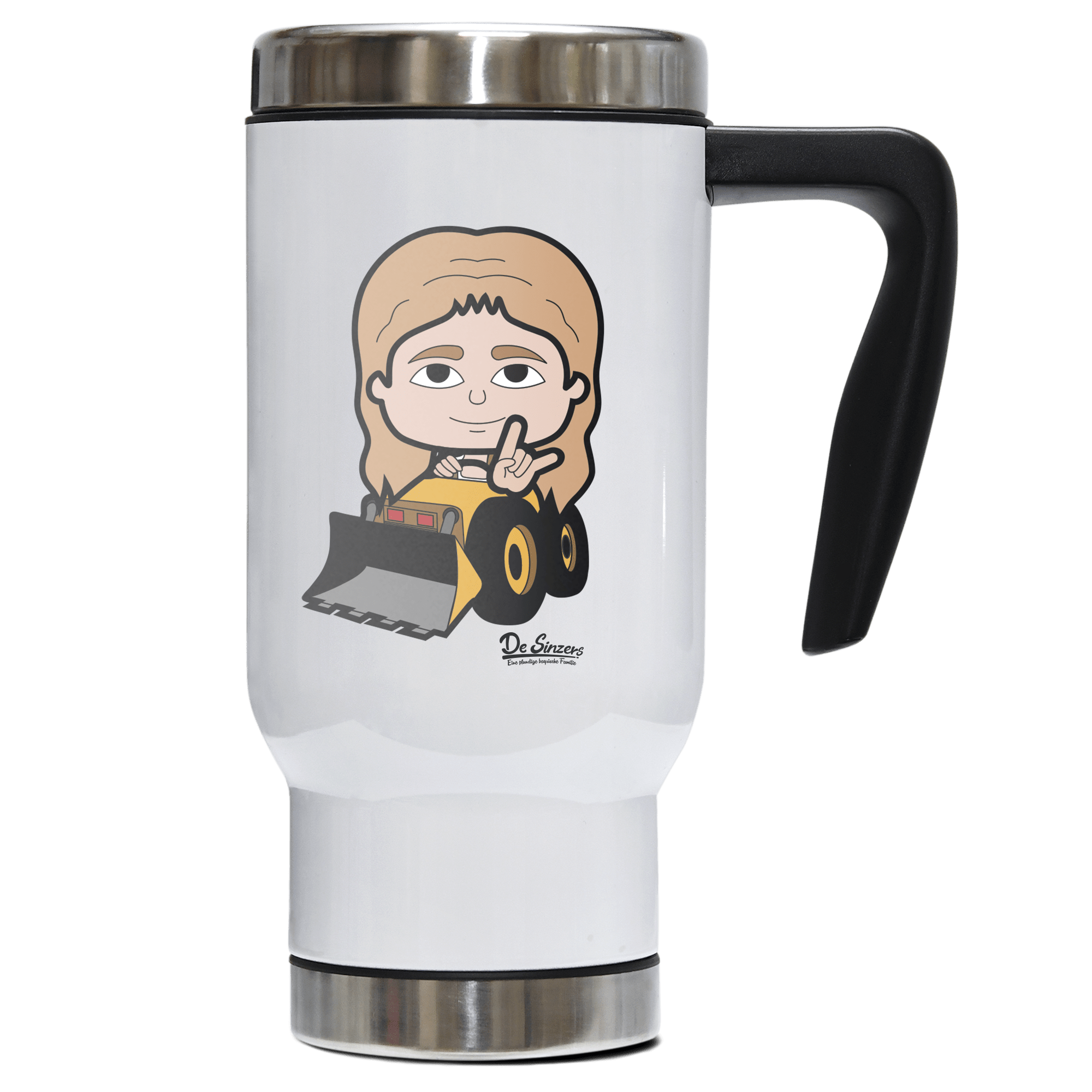 Die Sinzerin Baggerfahrer Edelstahl Thermobecher To Go 500ml Weiss Kindlwand Front