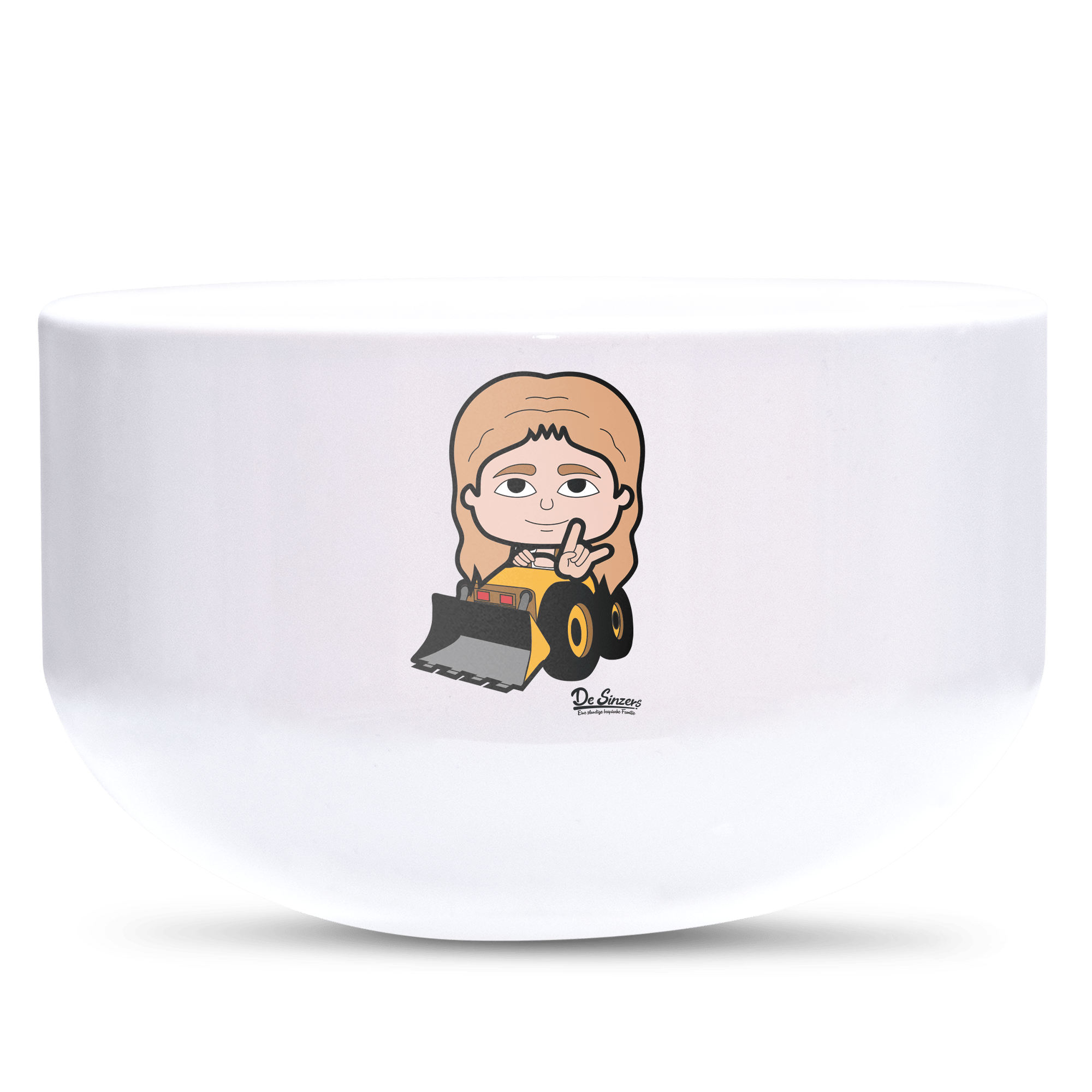 Die Sinzerin Baggerfahrer Keramik Mueslischale Weiss 600ml Staffelberg Front