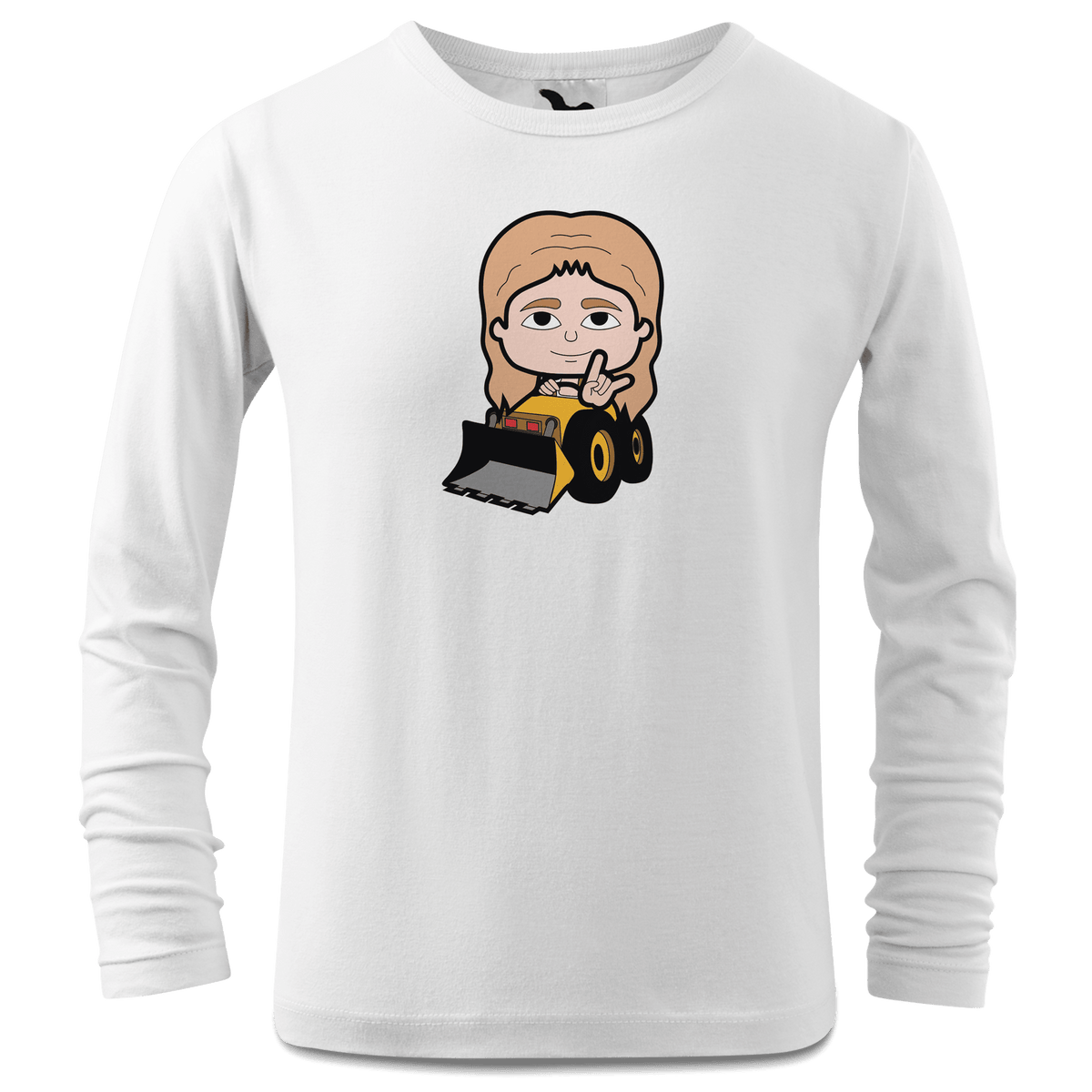Die Sinzerin Baggerfahrer Longsleeve Kinder Weiss Westerndorf Front