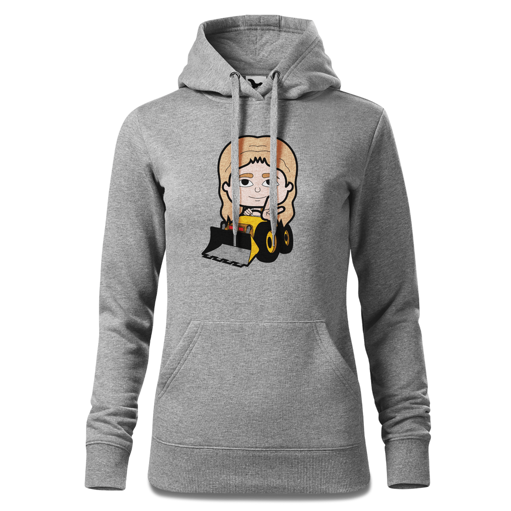 Die Sinzerin Baggerfahrer Sweatshirt Hoody Damen Grau Meliert Kieling Front