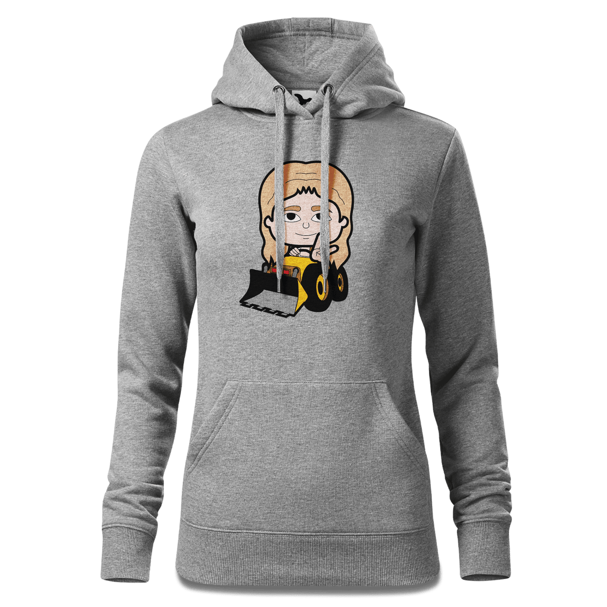 Die Sinzerin Baggerfahrer Sweatshirt Hoody Damen Grau Meliert Kieling Front