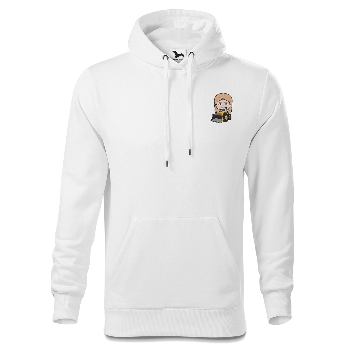 Die Sinzerin Baggerfahrer Sweatshirt Hoody Herren Weiss Simssee Front