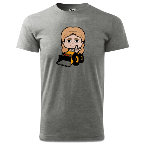 Die Sinzerin Baggerfahrer T Shirt Herren Grau Meliert Hofau Front