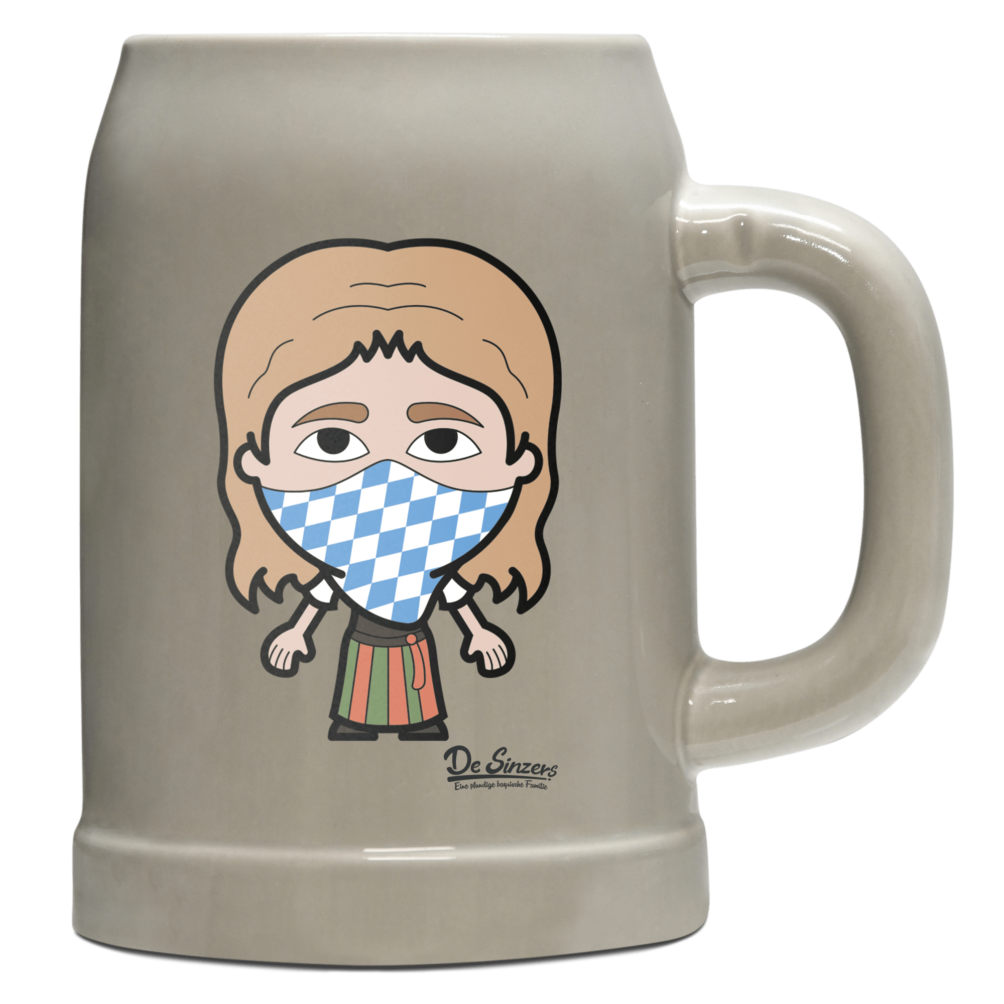 Die Sinzerin Bayrisches Mundtuch Bierkrug 500ml Grau Watzmann Front