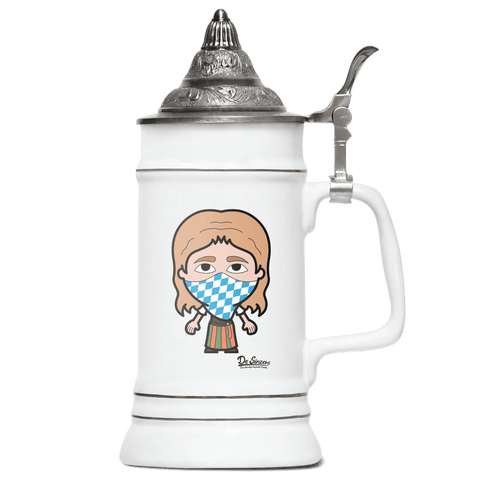 Die Sinzerin Bayrisches Mundtuch Bierkrug 500ml Weiss mit Spitzdeckel Wendelstein Front