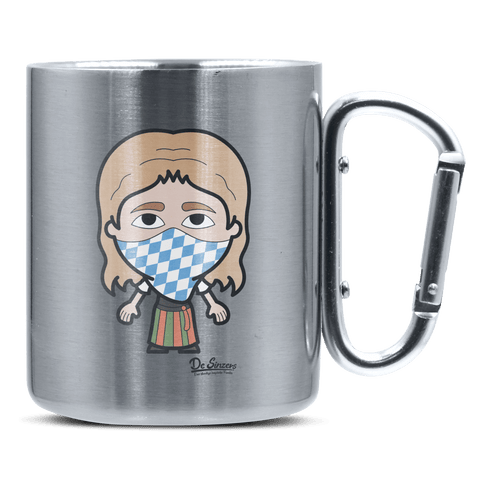 Die Sinzerin Bayrisches Mundtuch Edelstahl Kaffeetasse silberer Karabiner 320ml Grosser Traithen Front