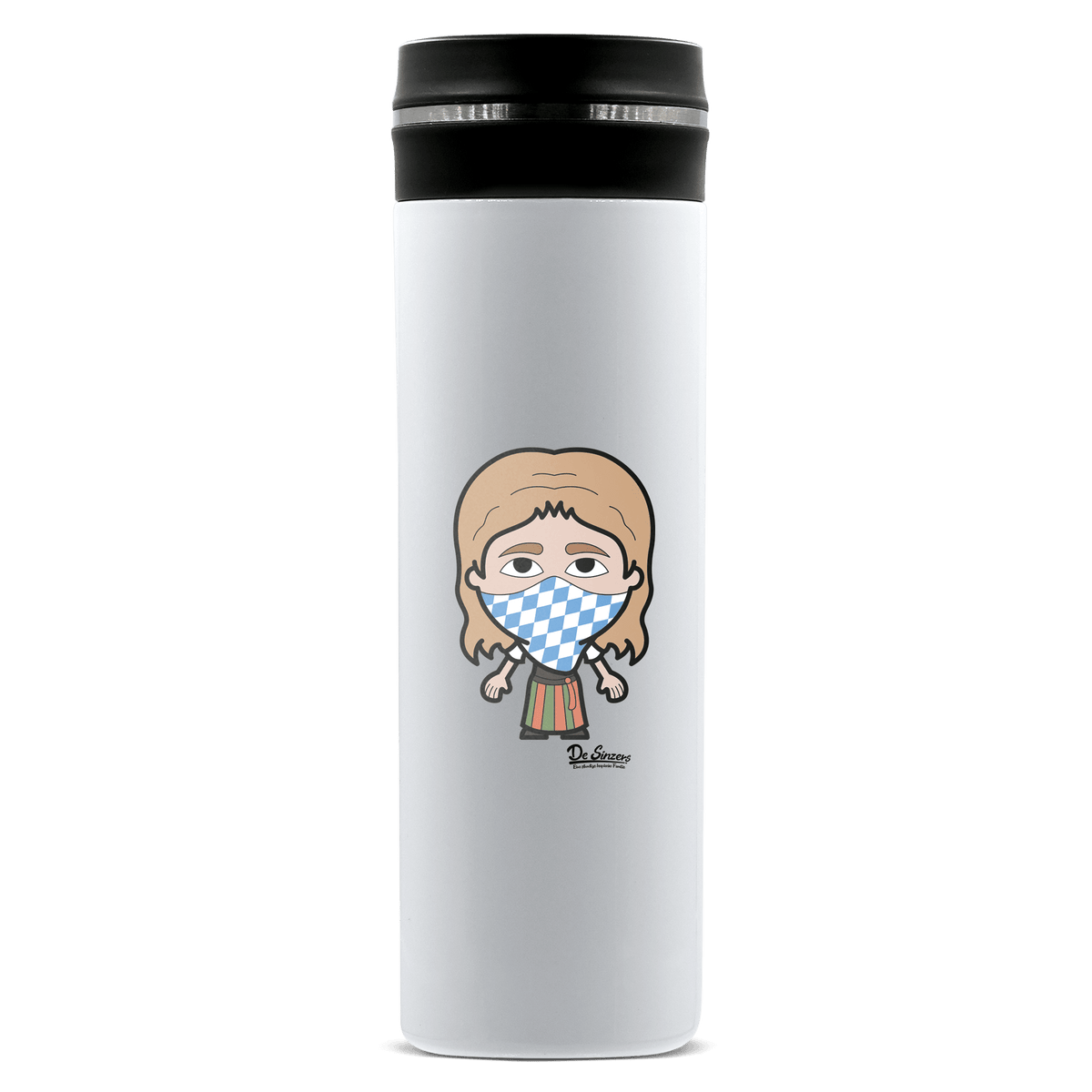 Die Sinzerin Bayrisches Mundtuch Edelstahl Thermoflasche 450ml Weiss Geigelstein Front