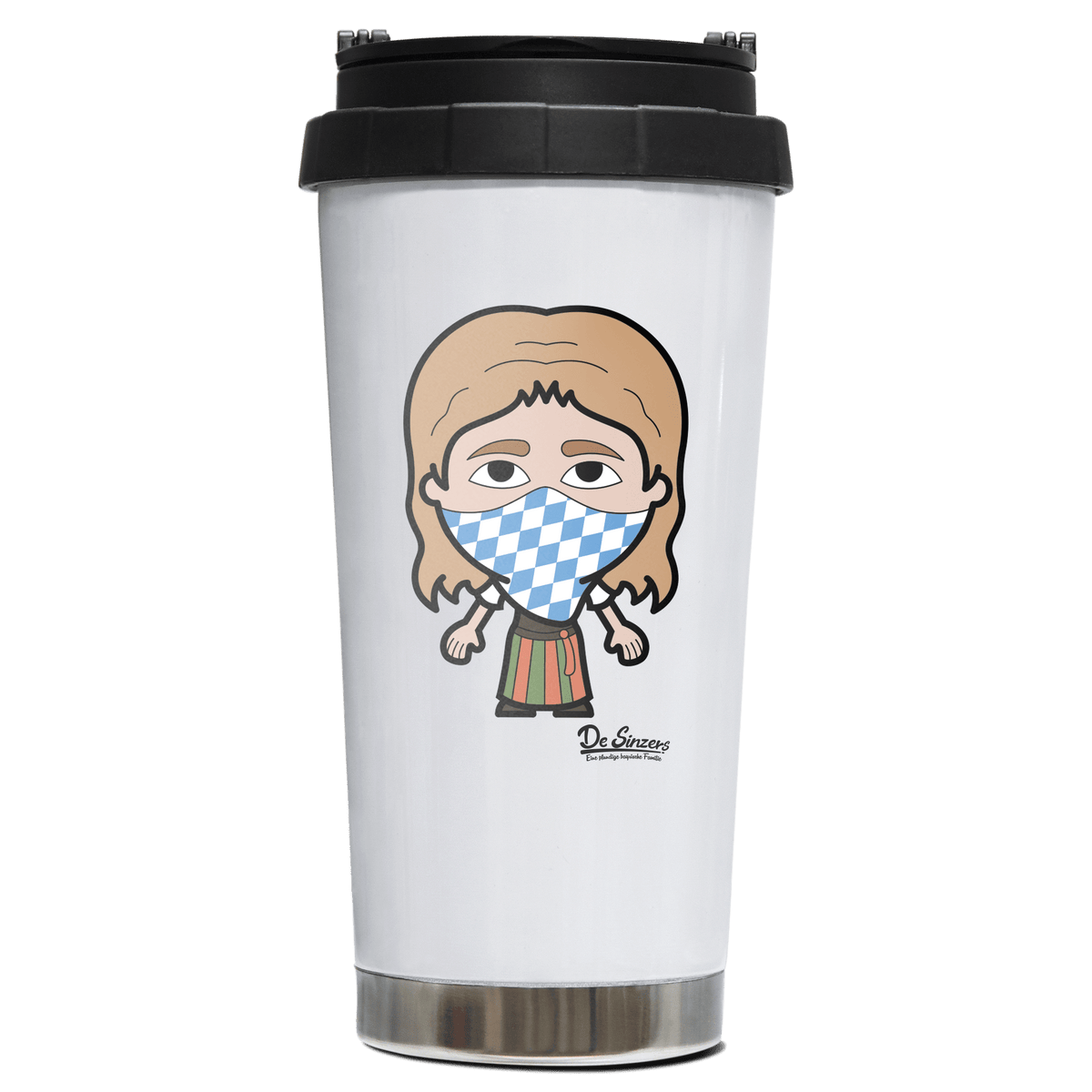 Die Sinzerin Bayrisches Mundtuch Edelstahl Trinkbecher To Go 470ml Weiss Wildbarren Front