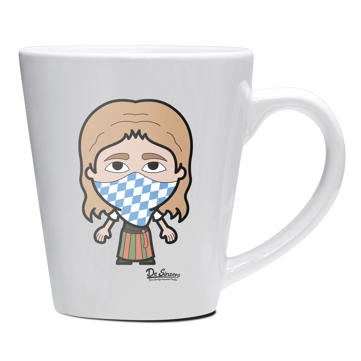 Die Sinzerin Bayrisches Mundtuch Keramik Kaffeetasse 200ml Weiss Herzogstand Front