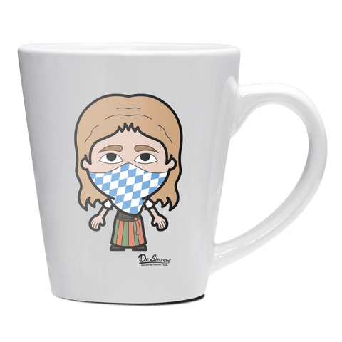 Die Sinzerin Bayrisches Mundtuch Keramik Kaffeetasse 200ml Weiss Herzogstand Front