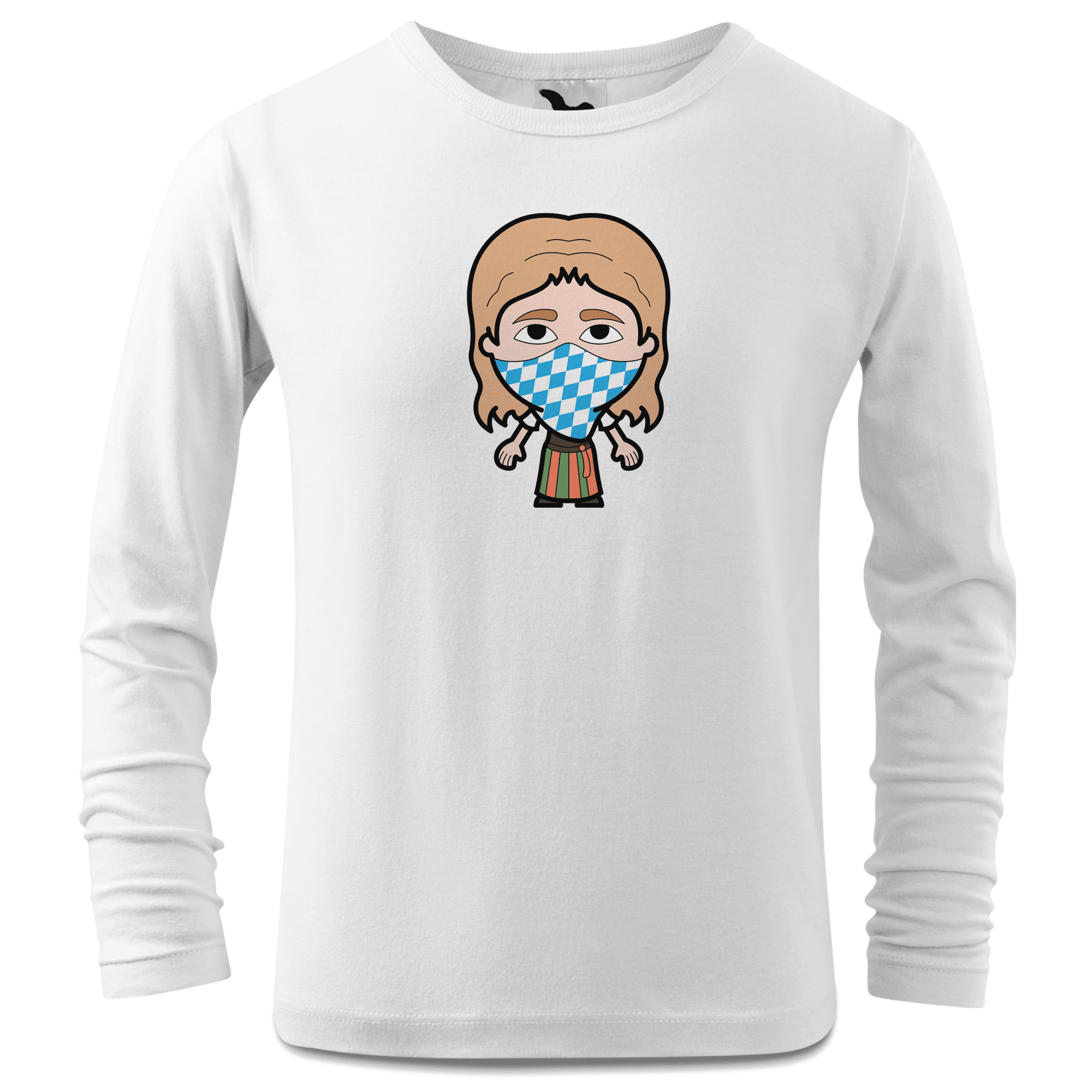 Die Sinzerin Bayrisches Mundtuch Longsleeve Kinder Weiss Westerndorf Front