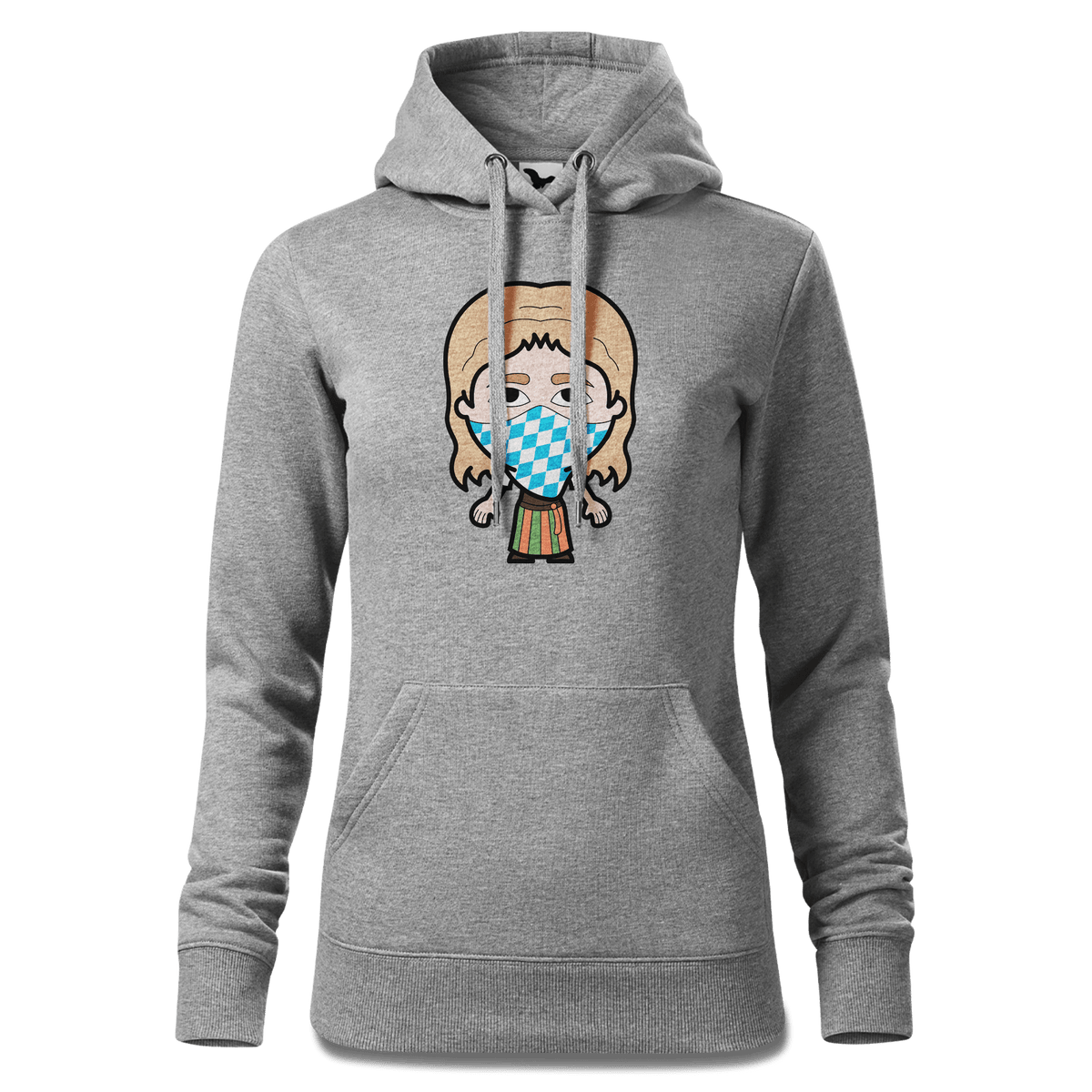 Die Sinzerin Bayrisches Mundtuch Sweatshirt Hoody Damen Grau Meliert Kieling Front