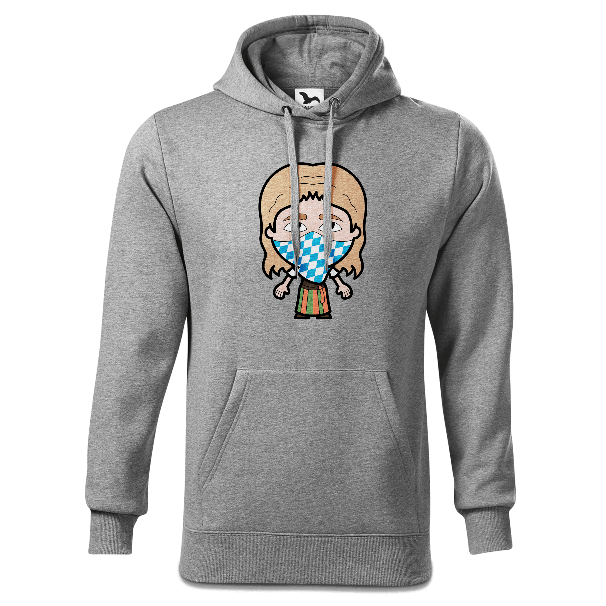 Die Sinzerin Bayrisches Mundtuch Sweatshirt Hoody Herren Grau Meliert Pulvermuehle Front