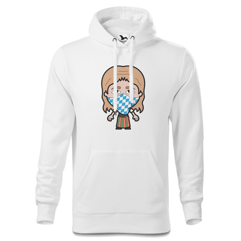 Die Sinzerin Bayrisches Mundtuch Sweatshirt Hoody Herren Weiss Reikering Front