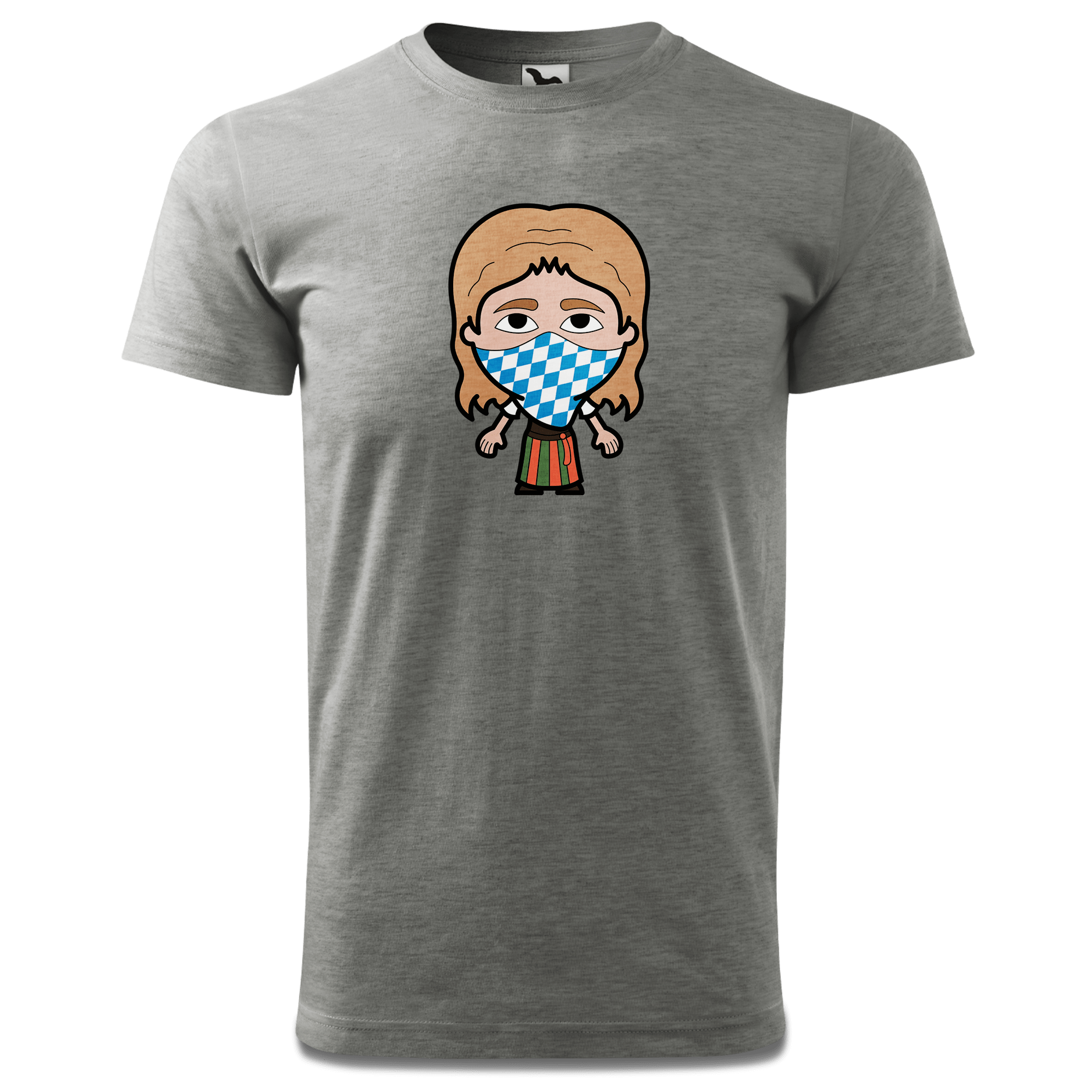 Die Sinzerin Bayrisches Mundtuch T Shirt Herren Grau Meliert Hofau Front