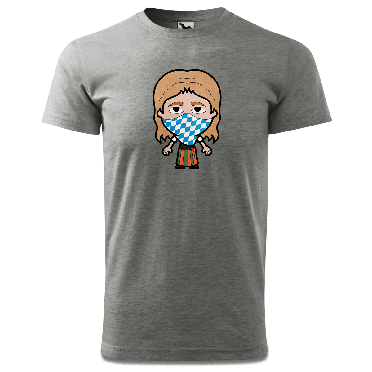 Die Sinzerin Bayrisches Mundtuch T Shirt Herren Grau Meliert Hofau Front