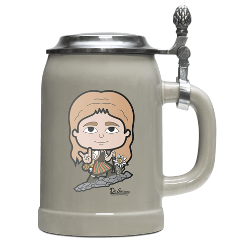 Die Sinzerin Bergsteiger Bierkrug 500ml Grau mit Deckel Hocheck Front