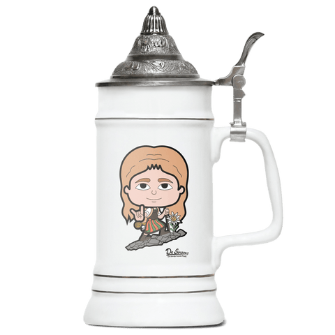 Die Sinzerin Bergsteiger Bierkrug 500ml Weiss mit Spitzdeckel Wendelstein Front