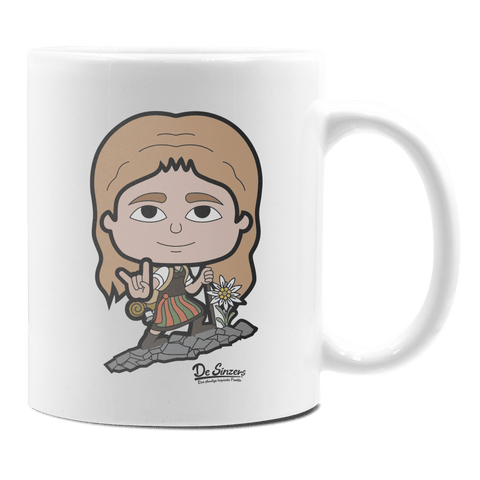 Die Sinzerin Bergsteiger Keramik Kaffeetasse 330ml Weiss Rampoldplatte Front