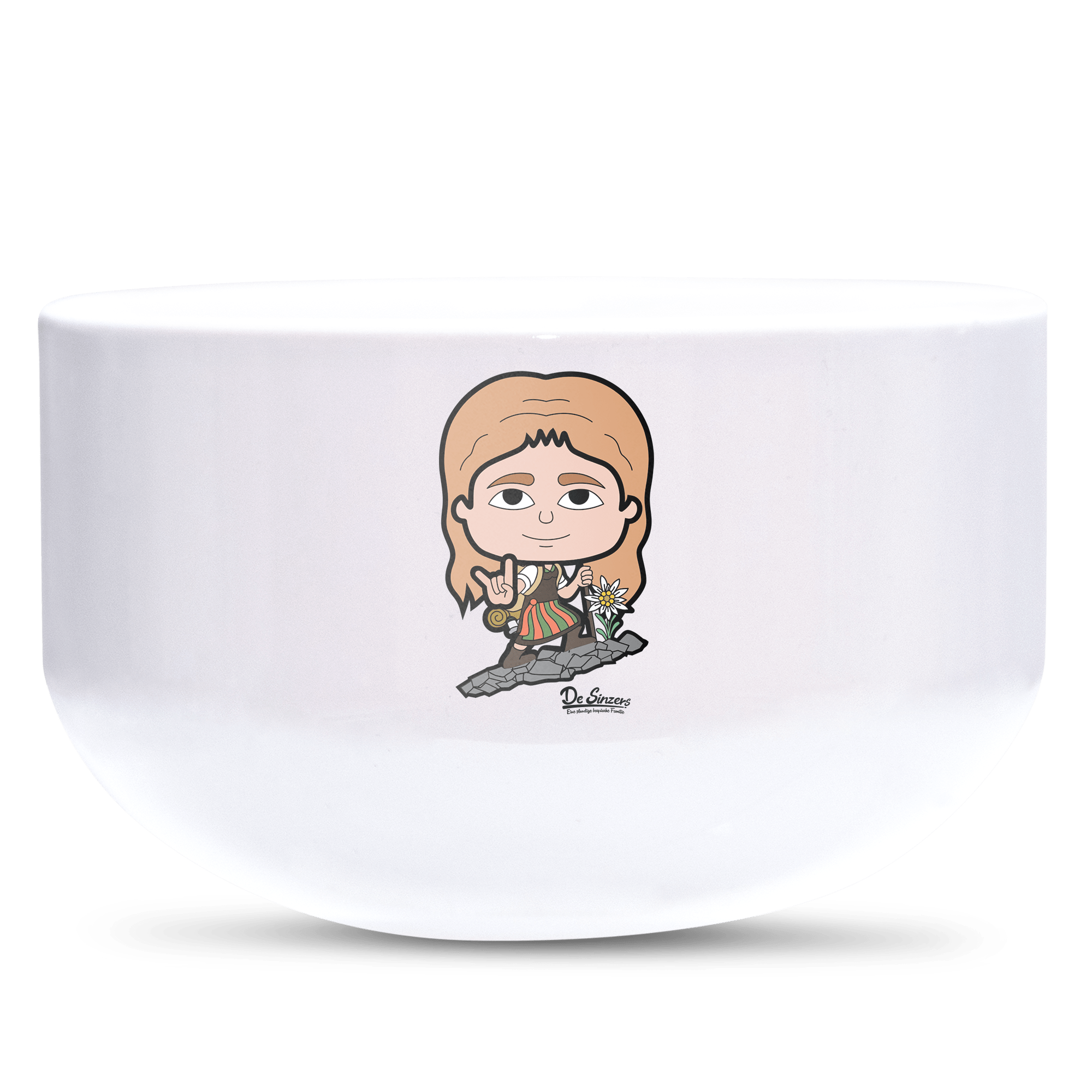 Die Sinzerin Bergsteiger Keramik Mueslischale Weiss 600ml Staffelberg Front