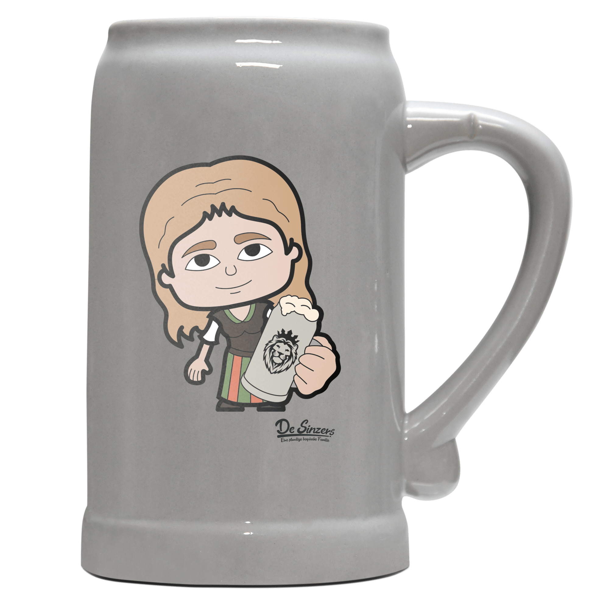 Die Sinzerin Bier Bierkrug 1000ml Grau Zugspitze Front
