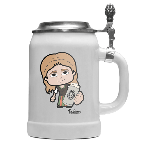 Die Sinzerin Bier Bierkrug 500ml Weiss mit Deckel Wetterspitzen Front