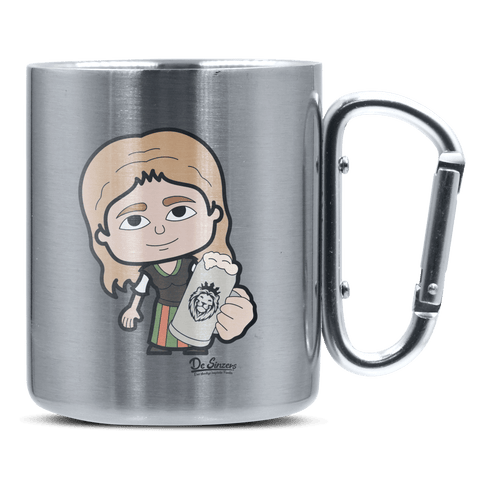 Die Sinzerin Bier Edelstahl Kaffeetasse silberer Karabiner 320ml Grosser Traithen Front