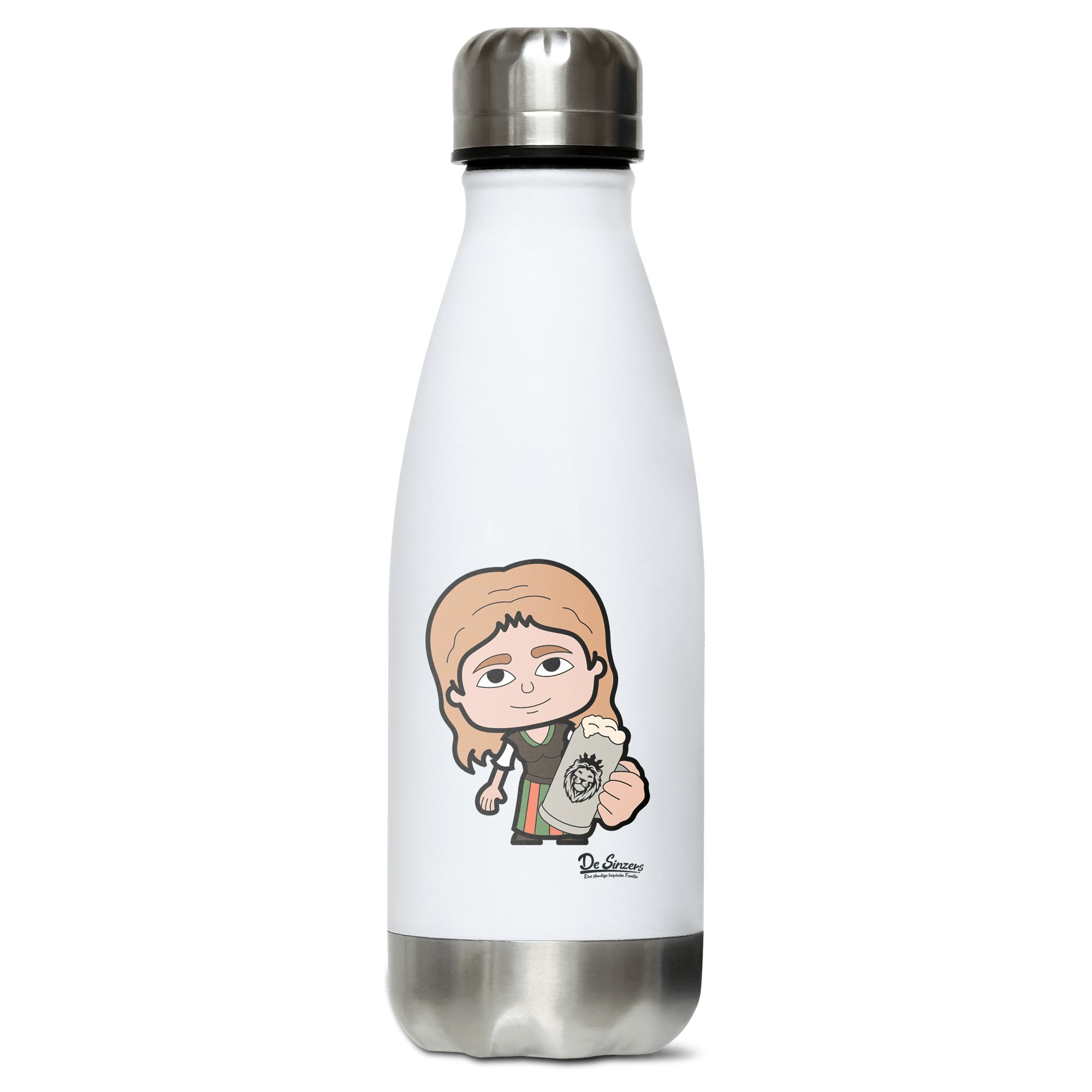 Die Sinzerin Bier Edelstahl Thermoflasche 350ml Weiss Silber Kreuzspitze Front