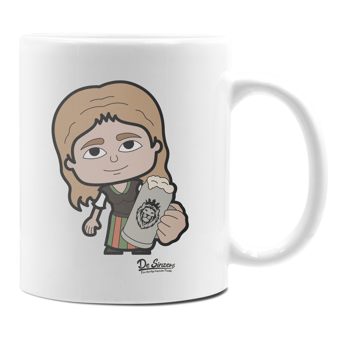 Die Sinzerin Bier Keramik Kaffeetasse 330ml Weiss Rampoldplatte Front