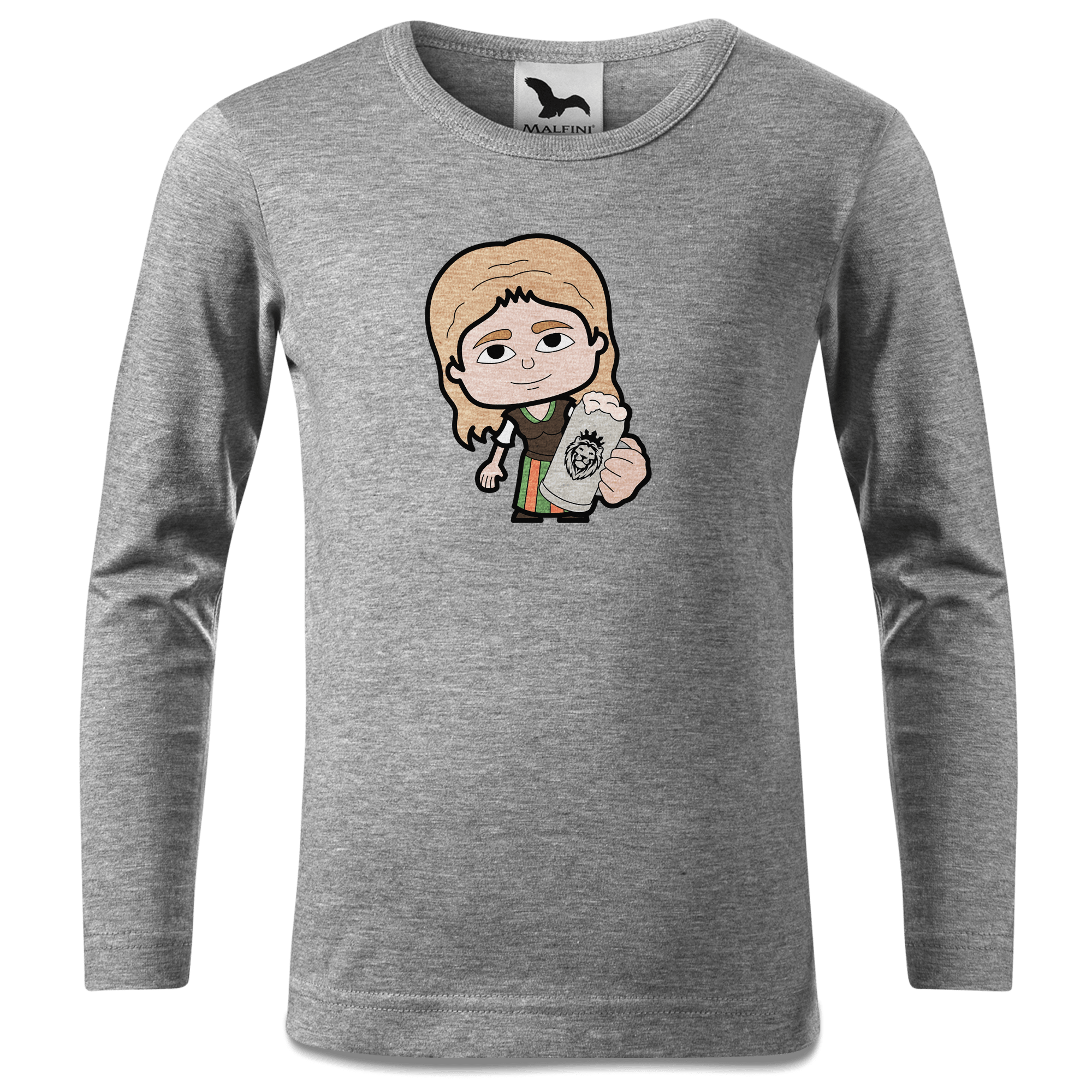 Die Sinzerin Bier Longsleeve Kinder Grau Meliert Waldering Front