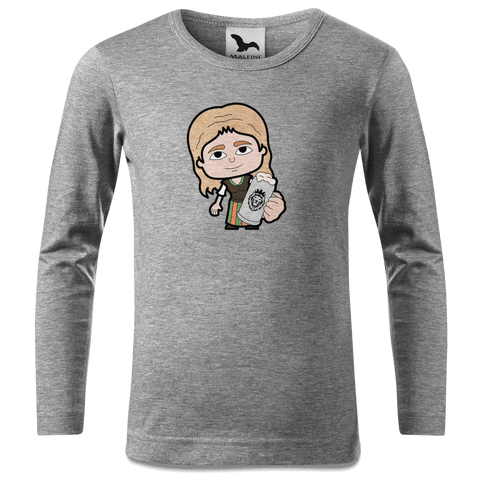 Die Sinzerin Bier Longsleeve Kinder Grau Meliert Waldering Front