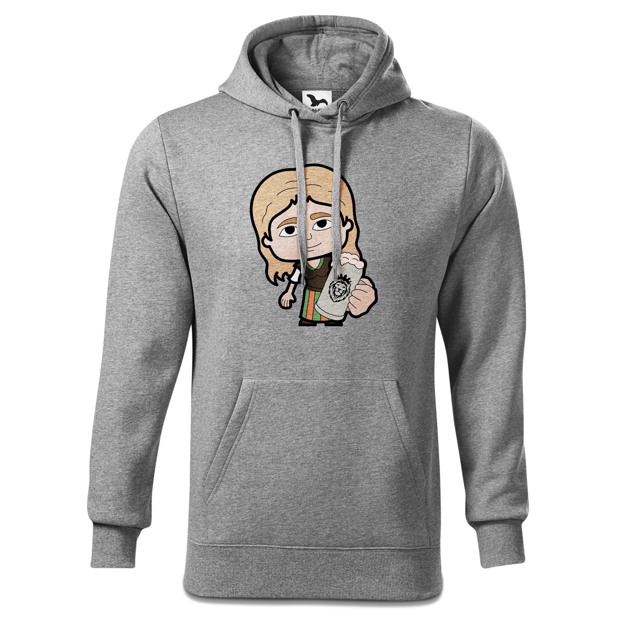 Die Sinzerin Bier Sweatshirt Hoody Herren Grau Meliert Pulvermuehle Front