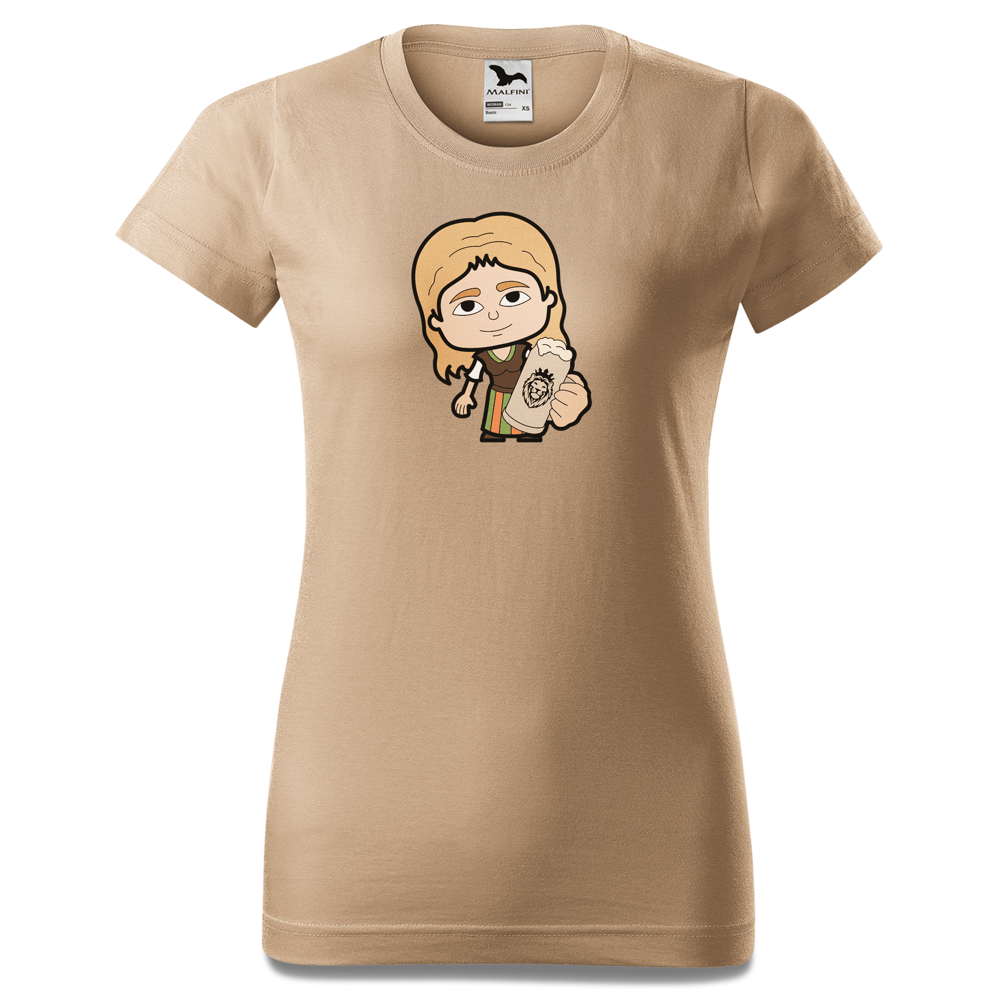 Die Sinzerin Bier T Shirt Damen Sand Entleiten Front