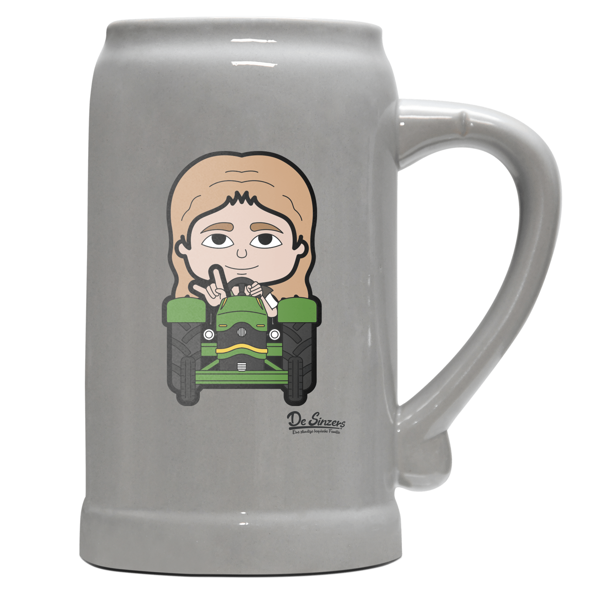 Die Sinzerin Bulldog Bierkrug 1000ml Grau Zugspitze Front