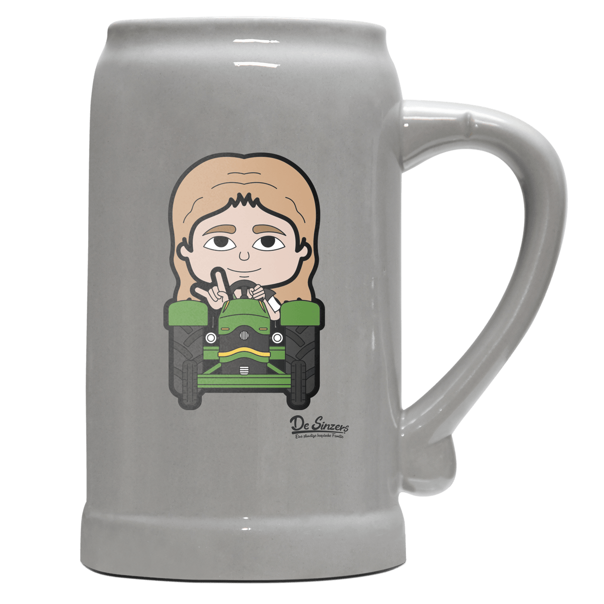 Die Sinzerin Bulldog Bierkrug 1000ml Grau Zugspitze Front